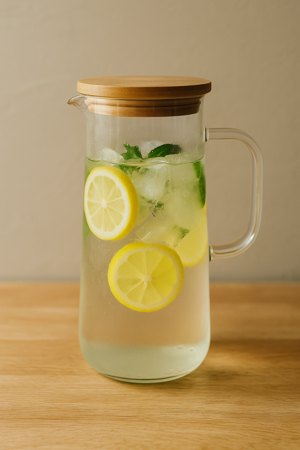 Carafe en Verre Résistante à la Chaleur – Couvercle Bambou (1 Litre)